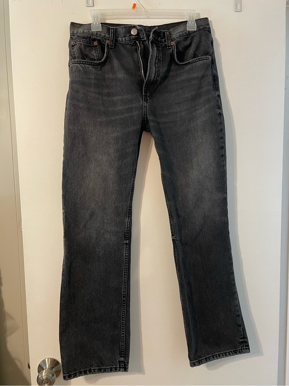 Zara Black Straight-Leg Jeans Sz 8